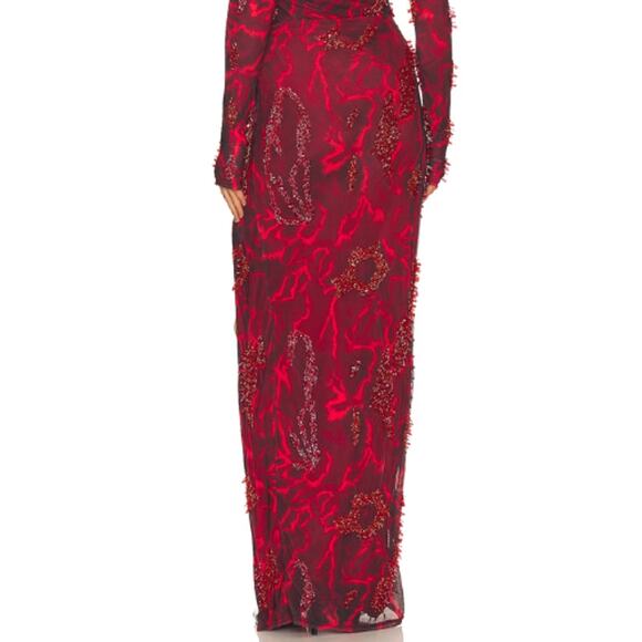 Onalaja Zusi Pencil Maxi Skirt in Red Multi NWOT Size Small - Picture 3 of 3